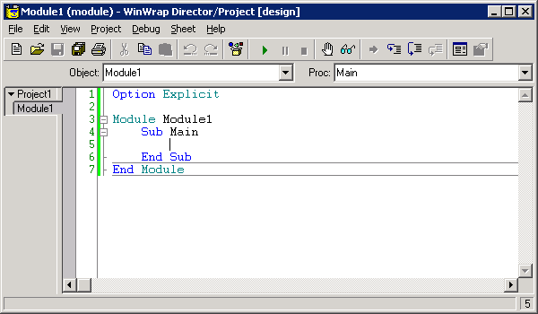 IDE's initial project and module.